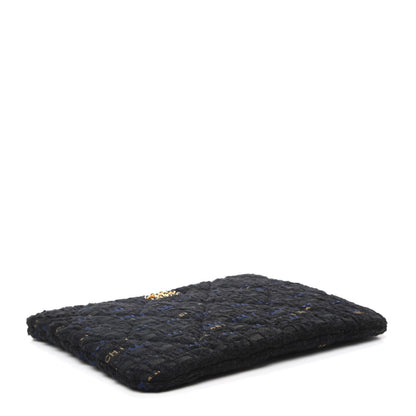 Chanel Tweed Quilted Large Chanel 19 Pouch Black Navy Gold 4 of 8
