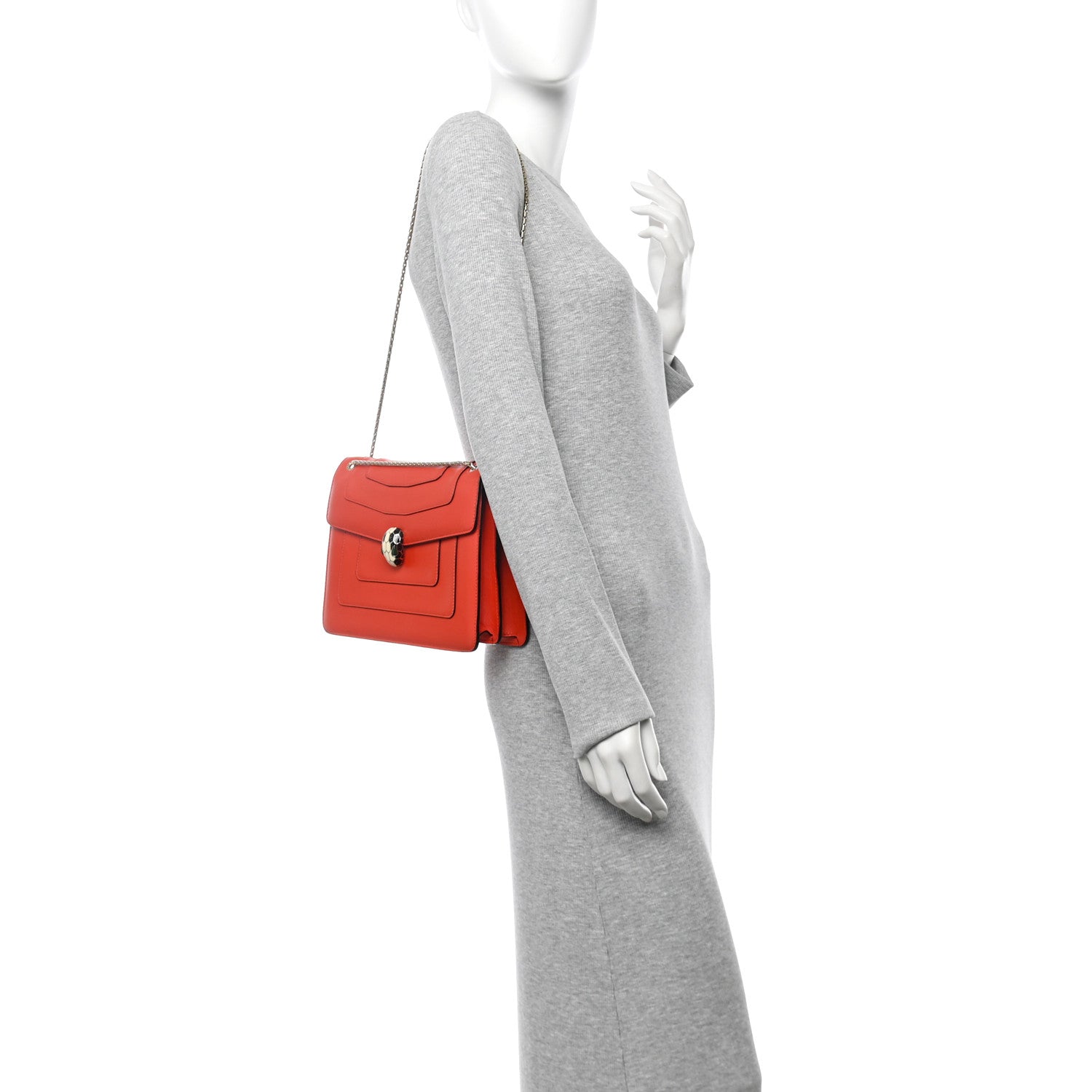 Bulgari Calfskin Serpenti Forever Shoulder Bag Red 2 of 9