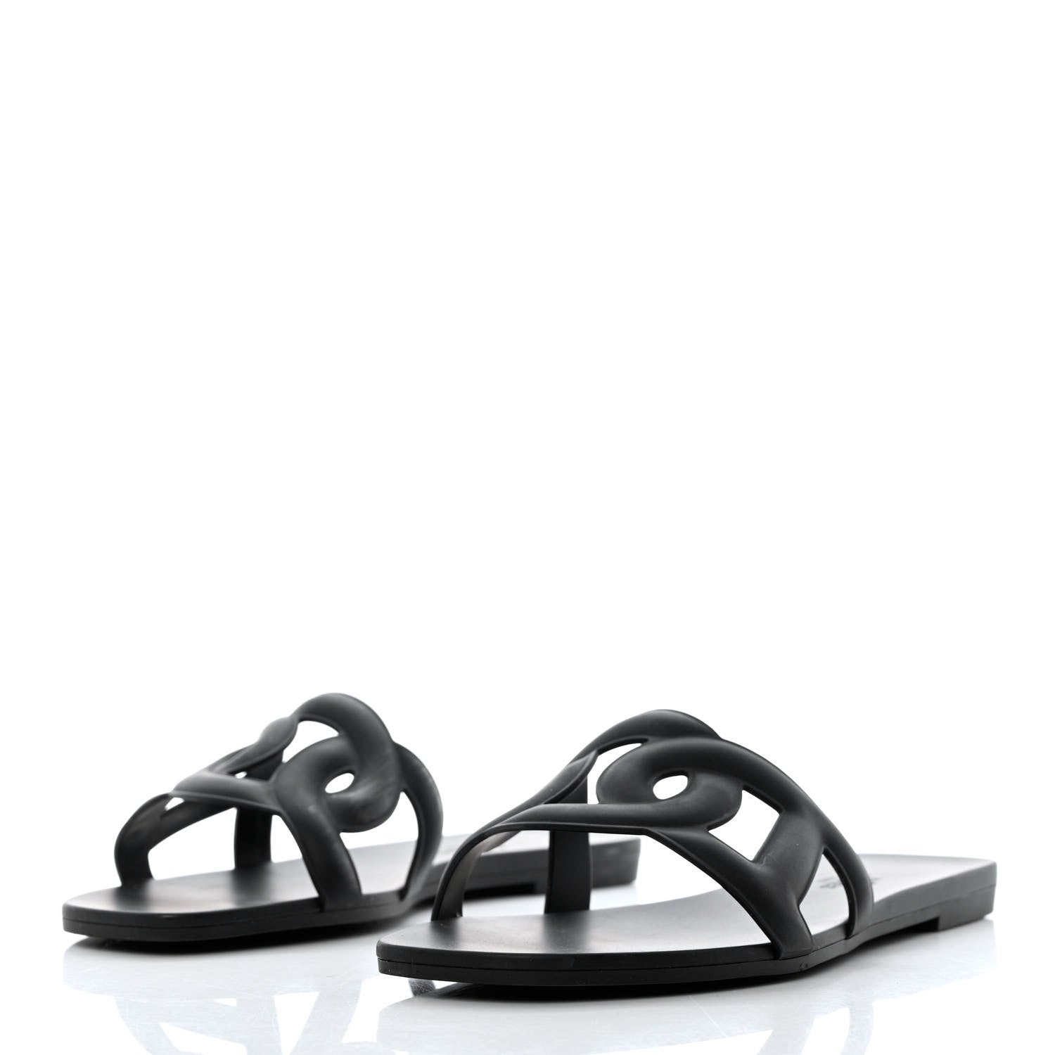 Hermes Rubber Aloha Sandals 37 Black 3 of 8