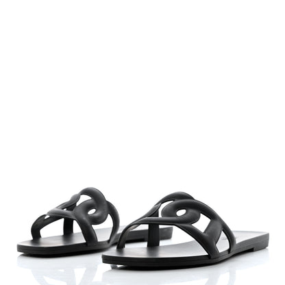 Hermes Rubber Aloha Sandals 37 Black 3 of 8