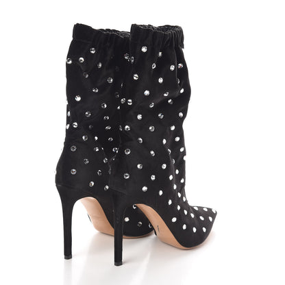 Valentino Garavani Velvet Crystal Ankle Booties 38 Black 4 of 7