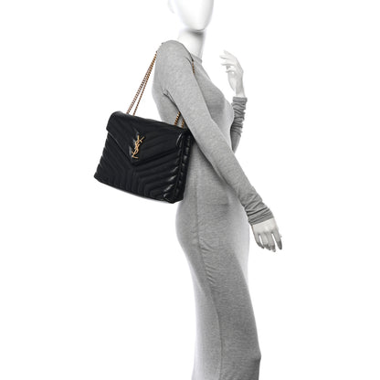 Saint Laurent Calfskin Y Quilted Monogram Medium Loulou Chain Satchel Black 2 of 10