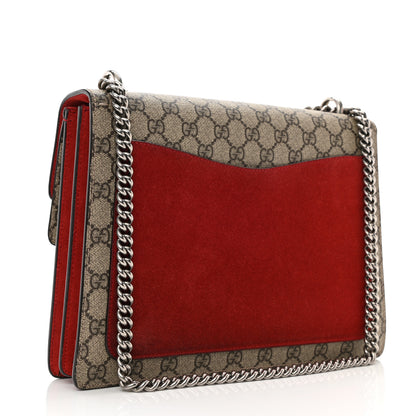 Gucci GG Supreme Monogram Suede Cudu Medium Dionysus Shoulder Bag Beige Ebony Vulcanic Red 3 of 13