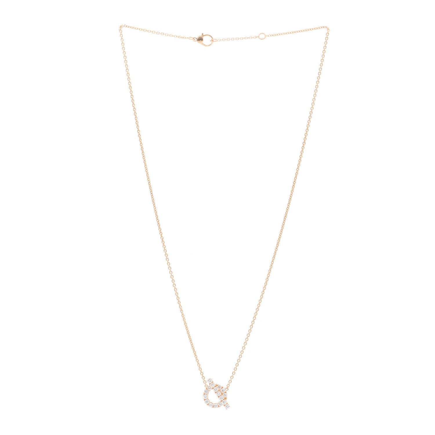 Hermes 18K Rose Gold Diamond Finesse Pendant Necklace 3 of 6
