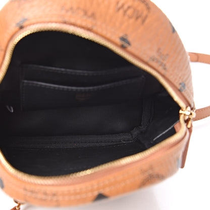 MCM Visetos Side Stud X-Mini Stark Bebe Boo Backpack Cognac 5 of 12