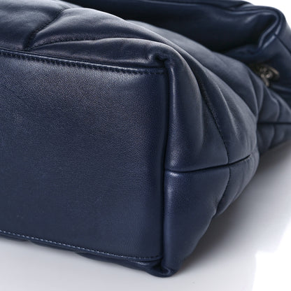 Saint Laurent Lambskin Quilted Medium Loulou Puffer Monogram Chain Satchel Navy 9 of 9