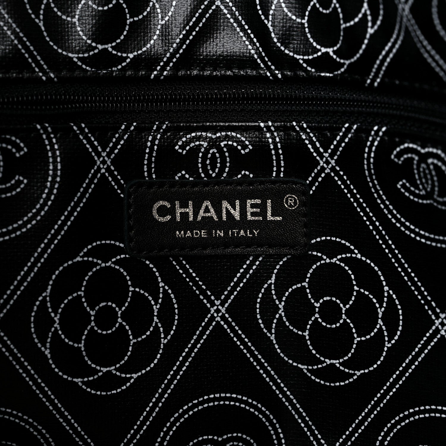 Chanel Coated Canvas Camellia Large Shopping Tote Black Beige 6 of 9