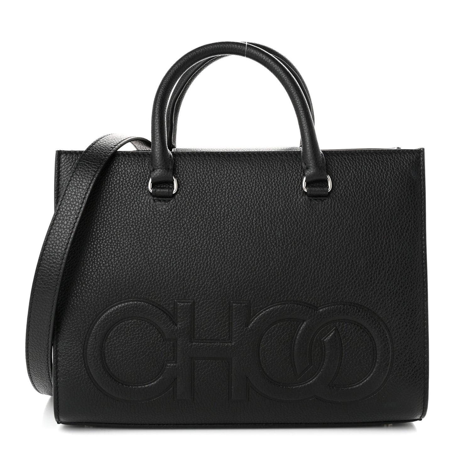 Grained Calfskin Embossed Book Tote Black