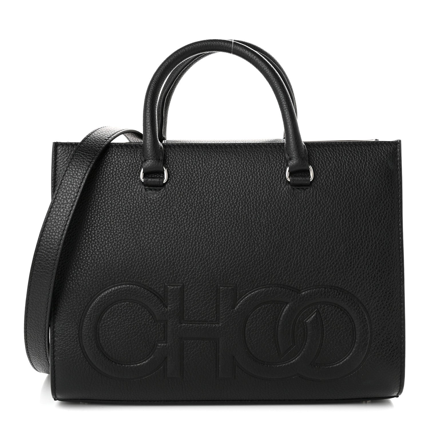 Jimmy Choo Grained Calfskin Embossed Book Tote Black 1 of 9