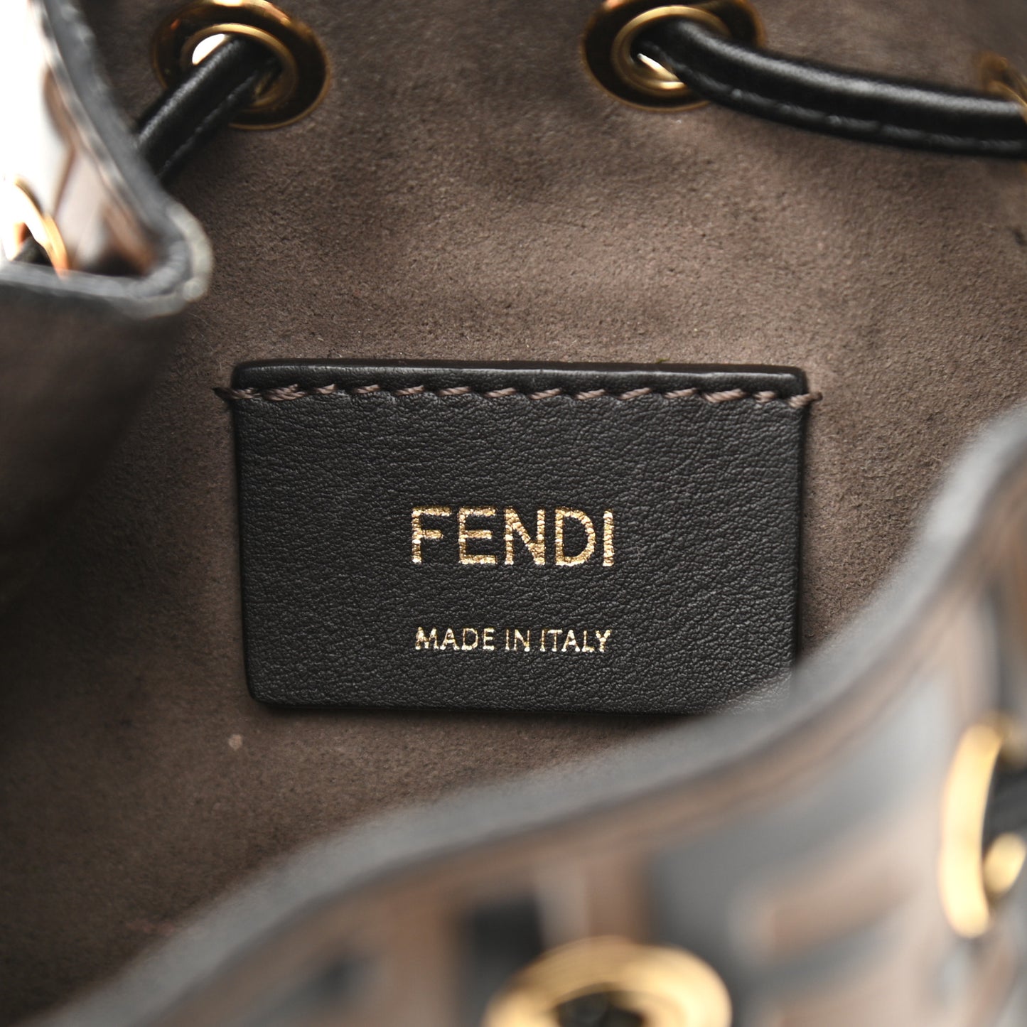 Vitello Liberty F is Fendi Bi-Color FF 1974 Embossed Mini Mon Tresor Bucket Bag Maya Black