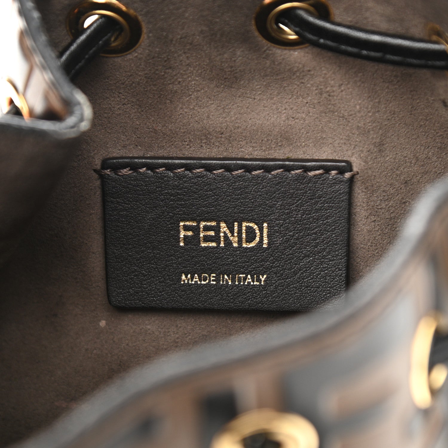 Fendi Vitello Liberty F is Fendi Bi-Color FF 1974 Embossed Mini Mon Tresor Bucket Bag Maya Black 6 of 14