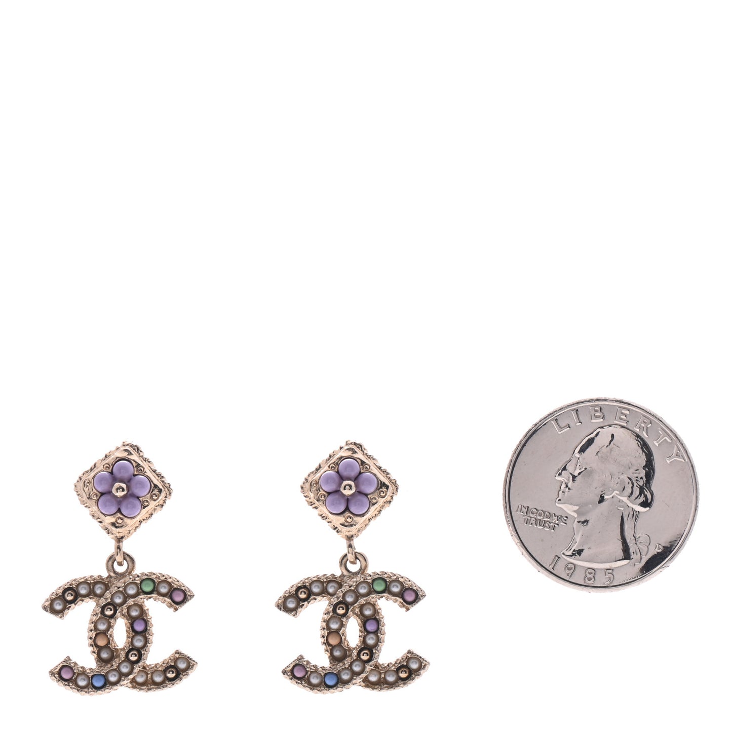 Resin Pearl Candy Camellia CC Drop Earrings Multicolor