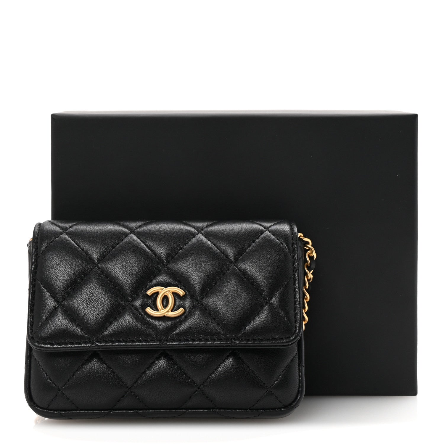 Chanel Lambskin Enamel Quilted Coco Hearts Clutch With Chain Black 12 of 12