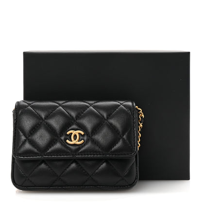 Chanel Lambskin Enamel Quilted Coco Hearts Clutch With Chain Black 12 of 12