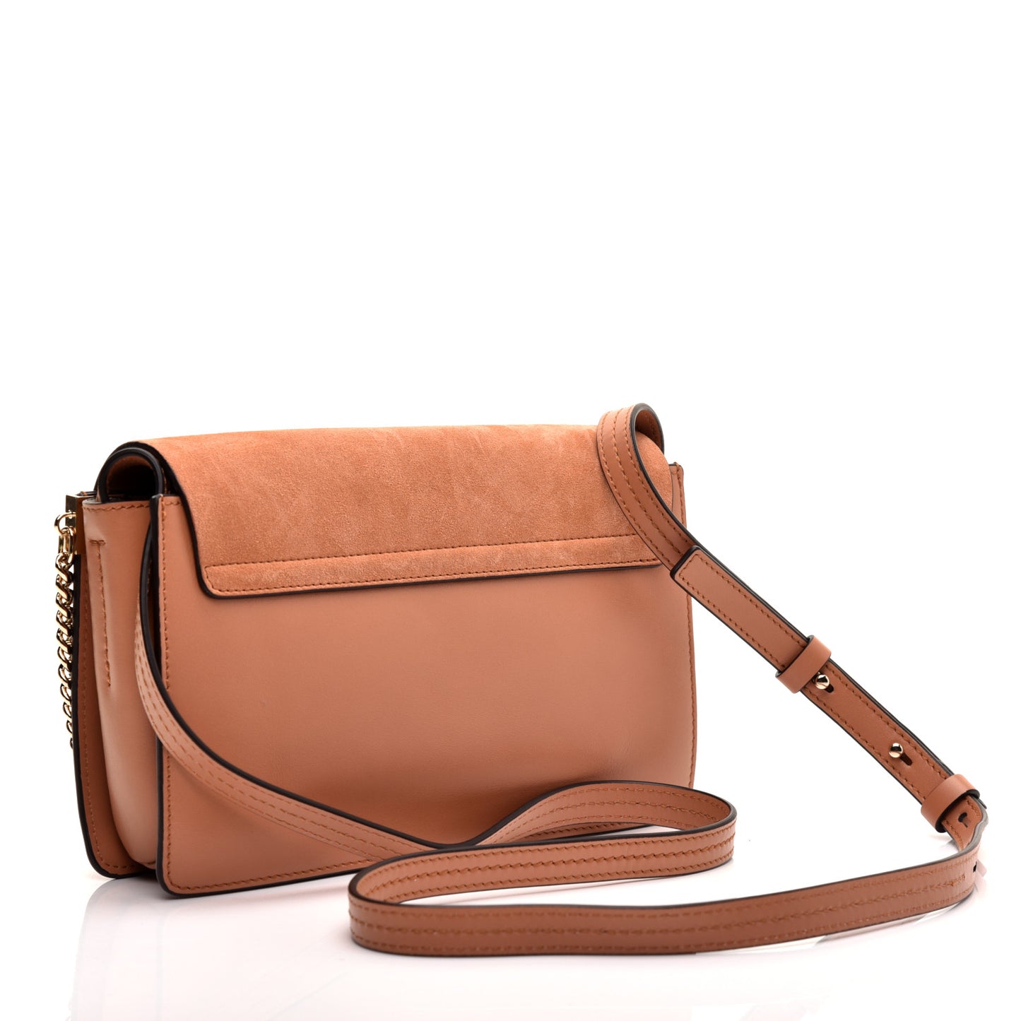 Suede Calfskin Small Faye Shoulder Bag Marrone