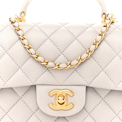 Chanel Lambskin Quilted Mini Top Handle Rectangular Flap Grey 8 of 13