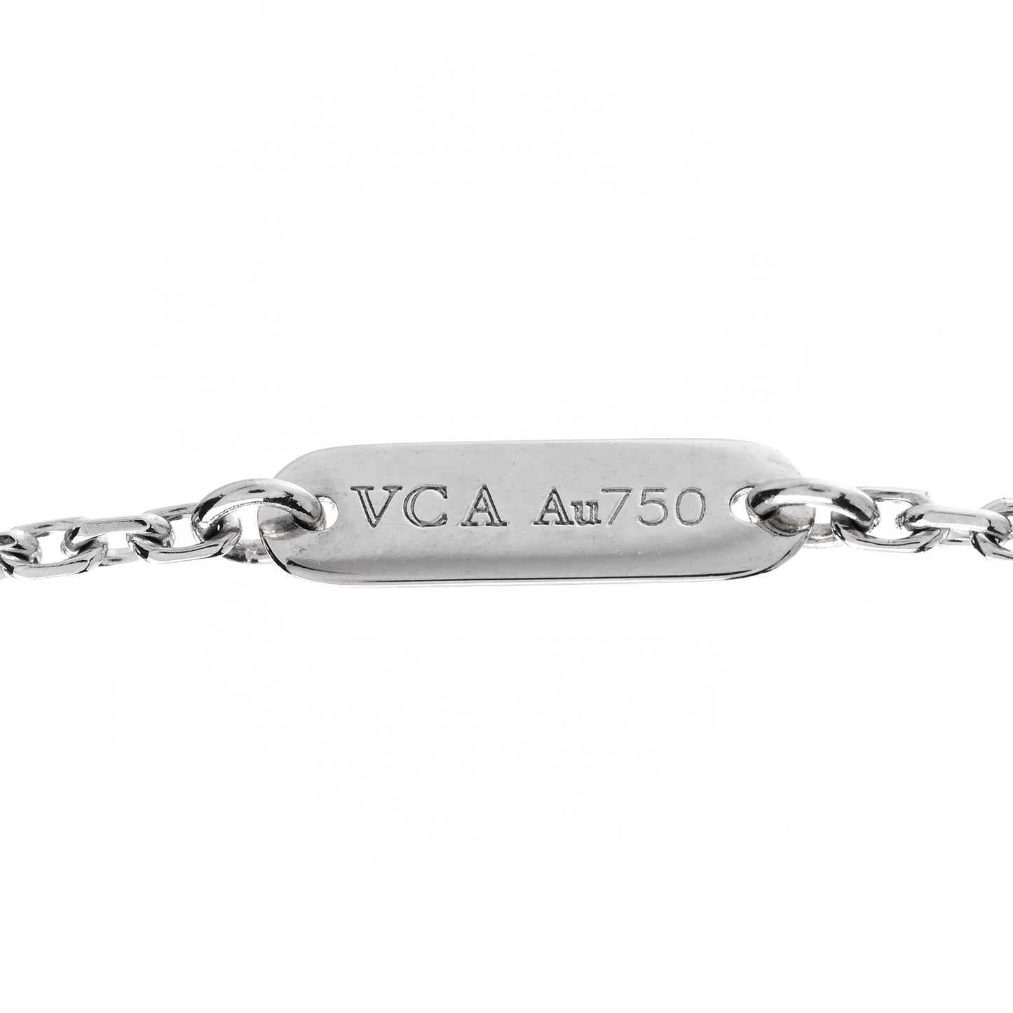 18K White Gold Diamond Vintage Alhambra Pendant Necklace