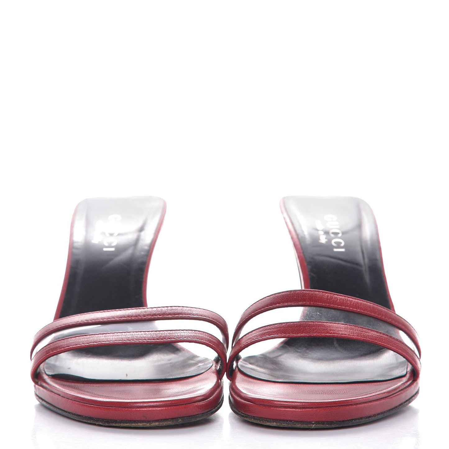 Calfskin PVC Mid Heel Slide Sandals 9 Red