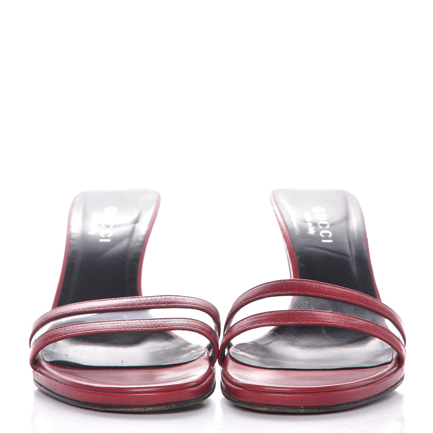 Gucci Calfskin PVC Mid Heel Slide Sandals 9 Red 2 of 9