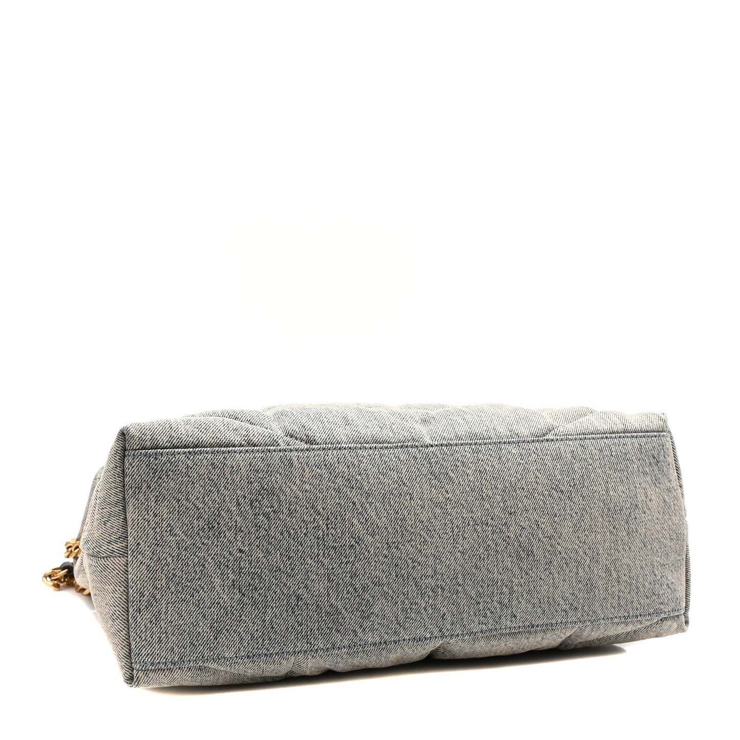 Denim Quilted Medium Loulou Puffer Monogram Chain Satchel Azur