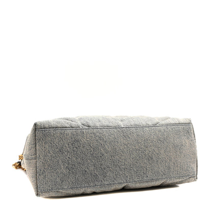 Saint Laurent Denim Quilted Medium Loulou Puffer Monogram Chain Satchel Azur 3 of 8