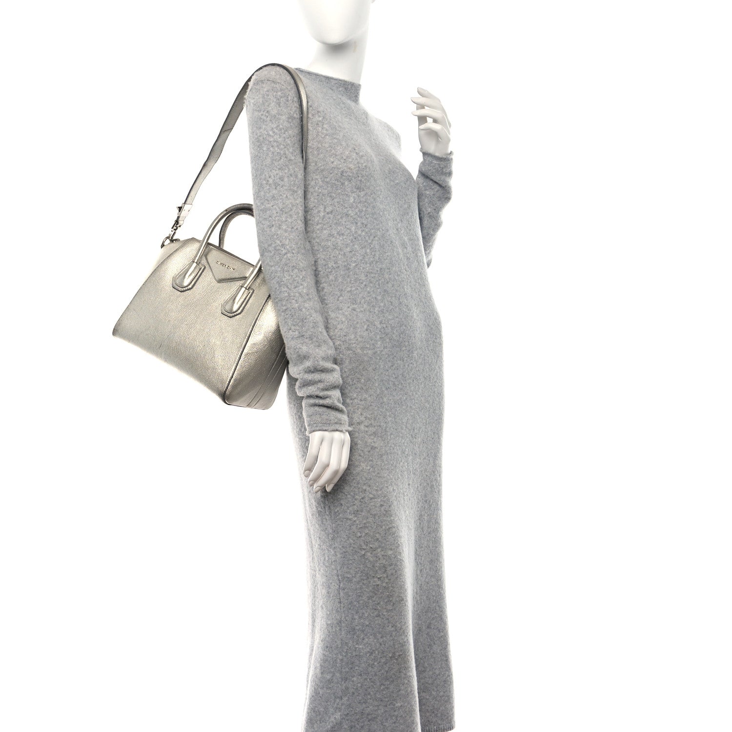 Givenchy Metallic Sugar Goatskin Small Antigona Silver 2 of 18