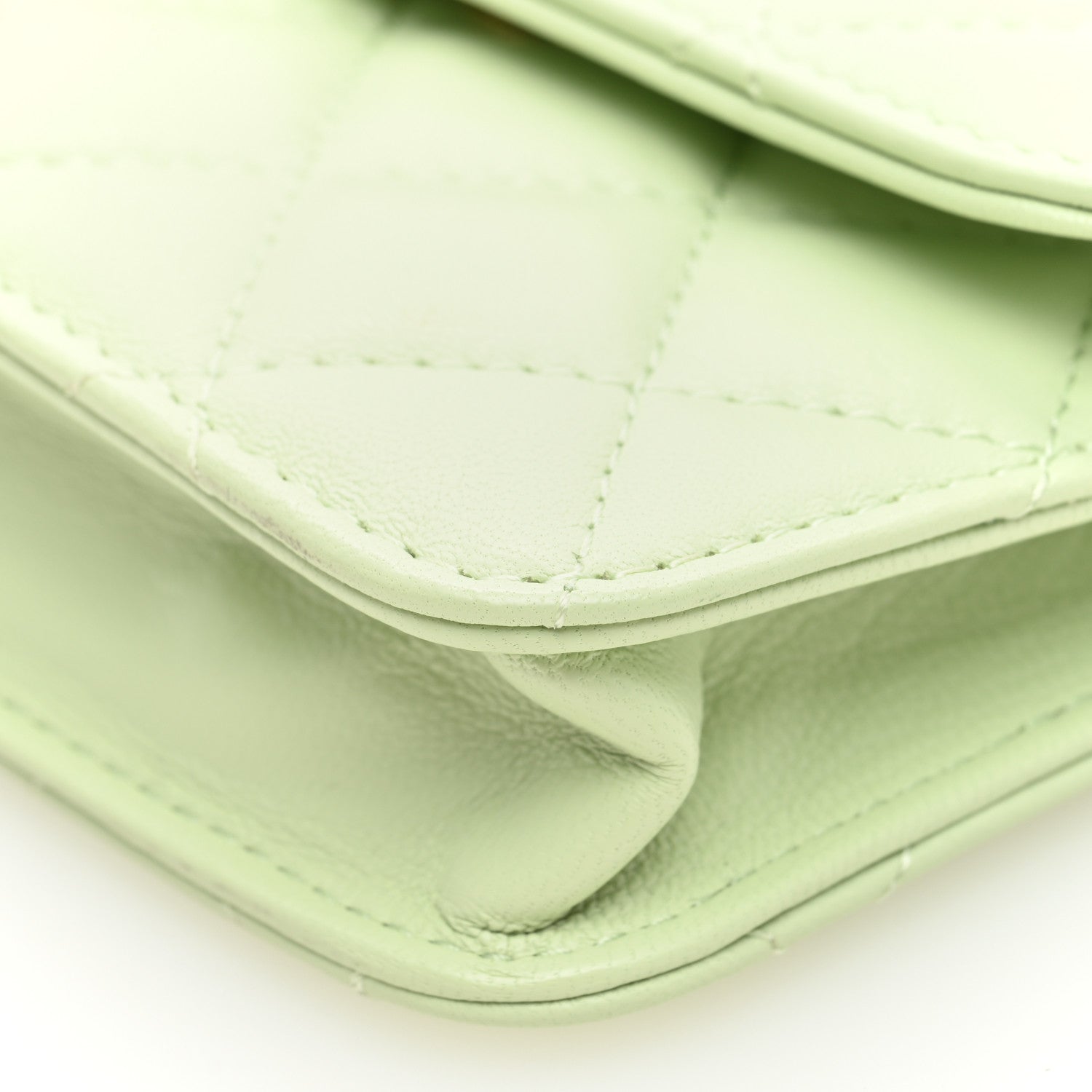 Chanel Lambskin Quilted Pearl Crush Clutch With Chain Light Green 10 of 11