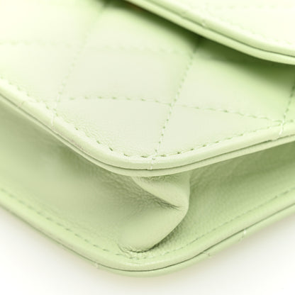 Chanel Lambskin Quilted Pearl Crush Clutch With Chain Light Green 10 of 11