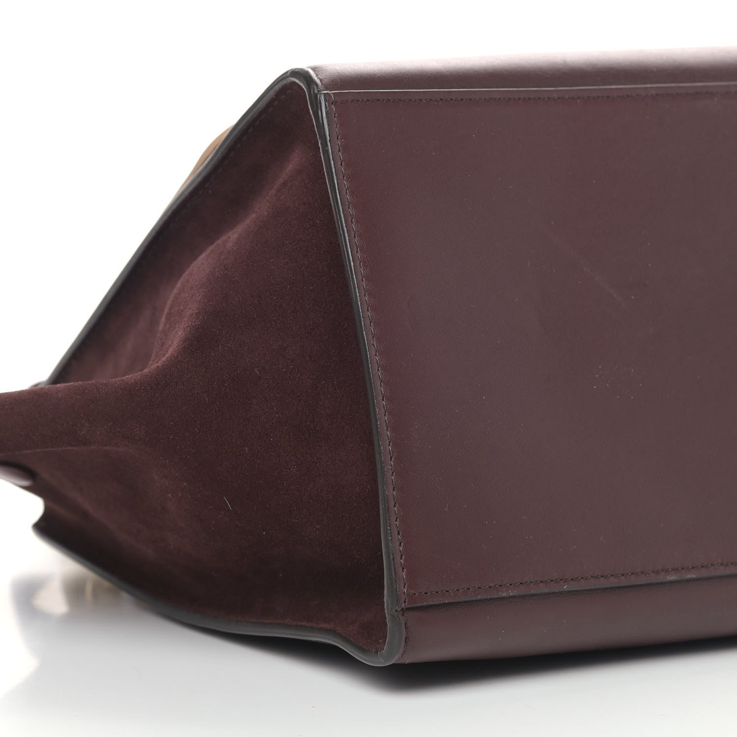 Celine Smooth Calfskin Suede Medium Bi-Color Trapeze Burgundy 7 of 10