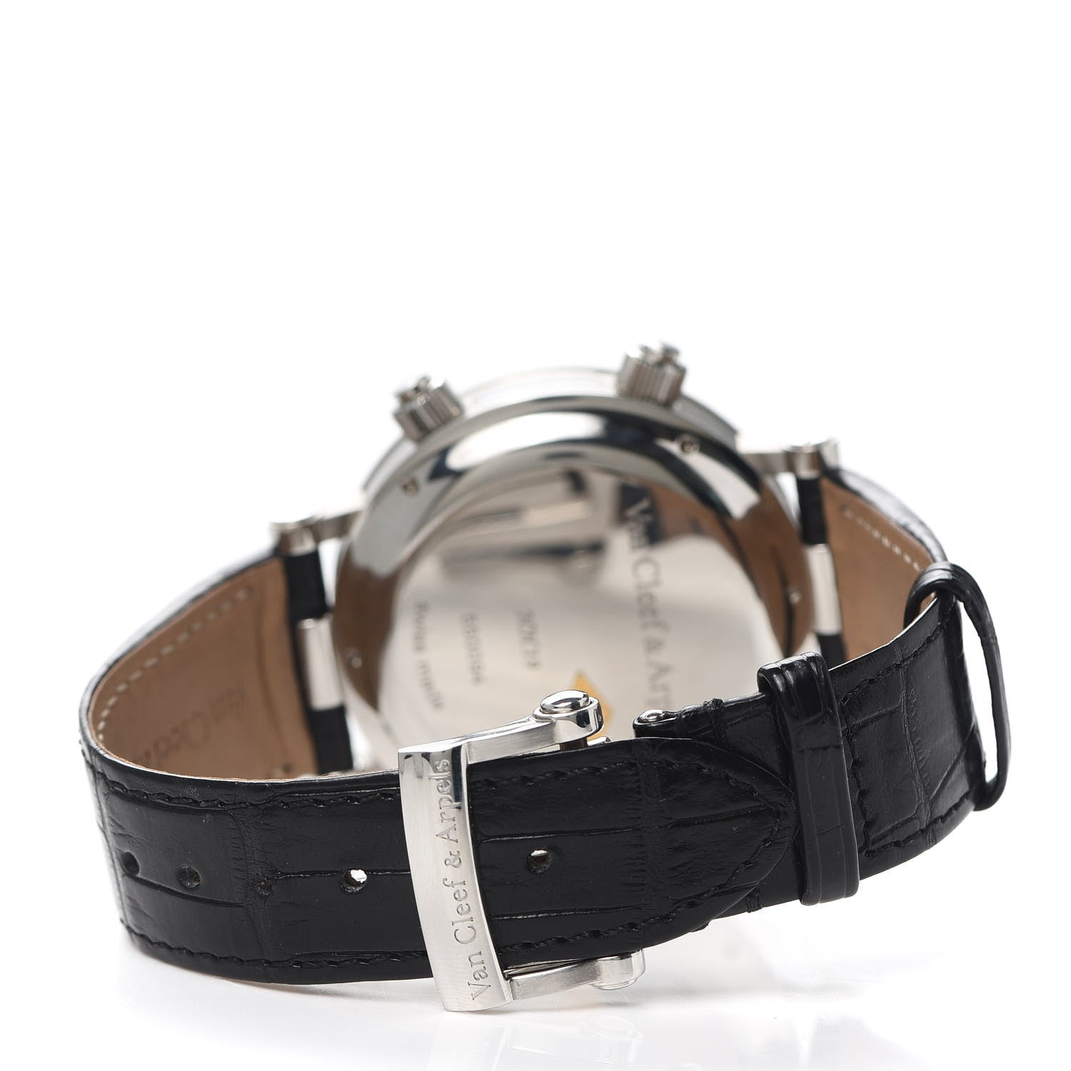Van Cleef & Arpels Stainless Steel Alligator Mother of Pearl 43mm Reveil GMT Automatic Watch 3 of 5