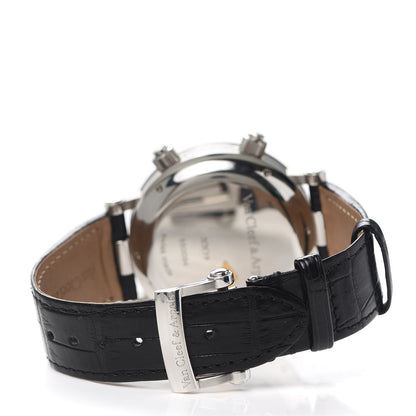 Van Cleef & Arpels Stainless Steel Alligator Mother of Pearl 43mm Reveil GMT Automatic Watch 3 of 5