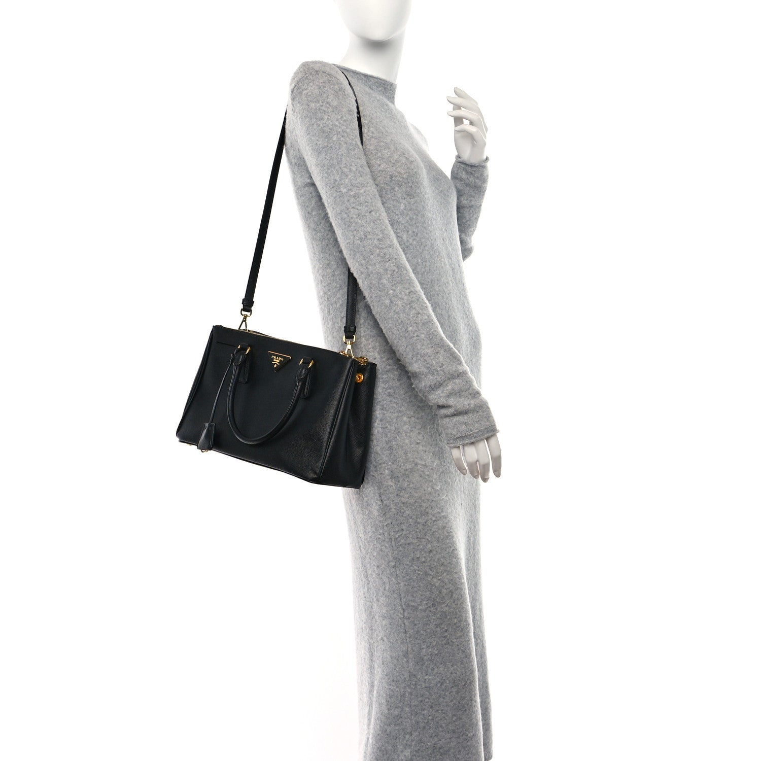 Prada Saffiano Small Galleria Double Zip Tote Black 2 of 8