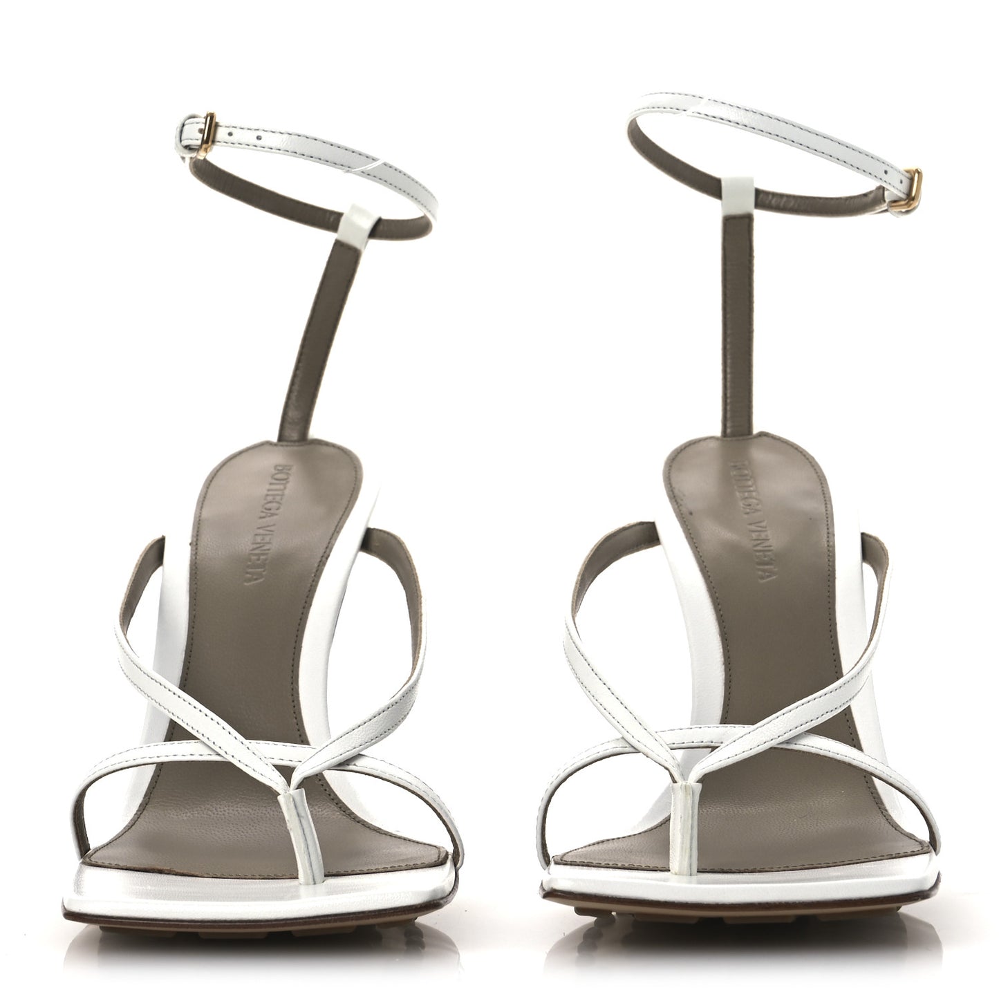 Lambskin Stretch Multi Strap 90mm Sandals 39.5 Optic White
