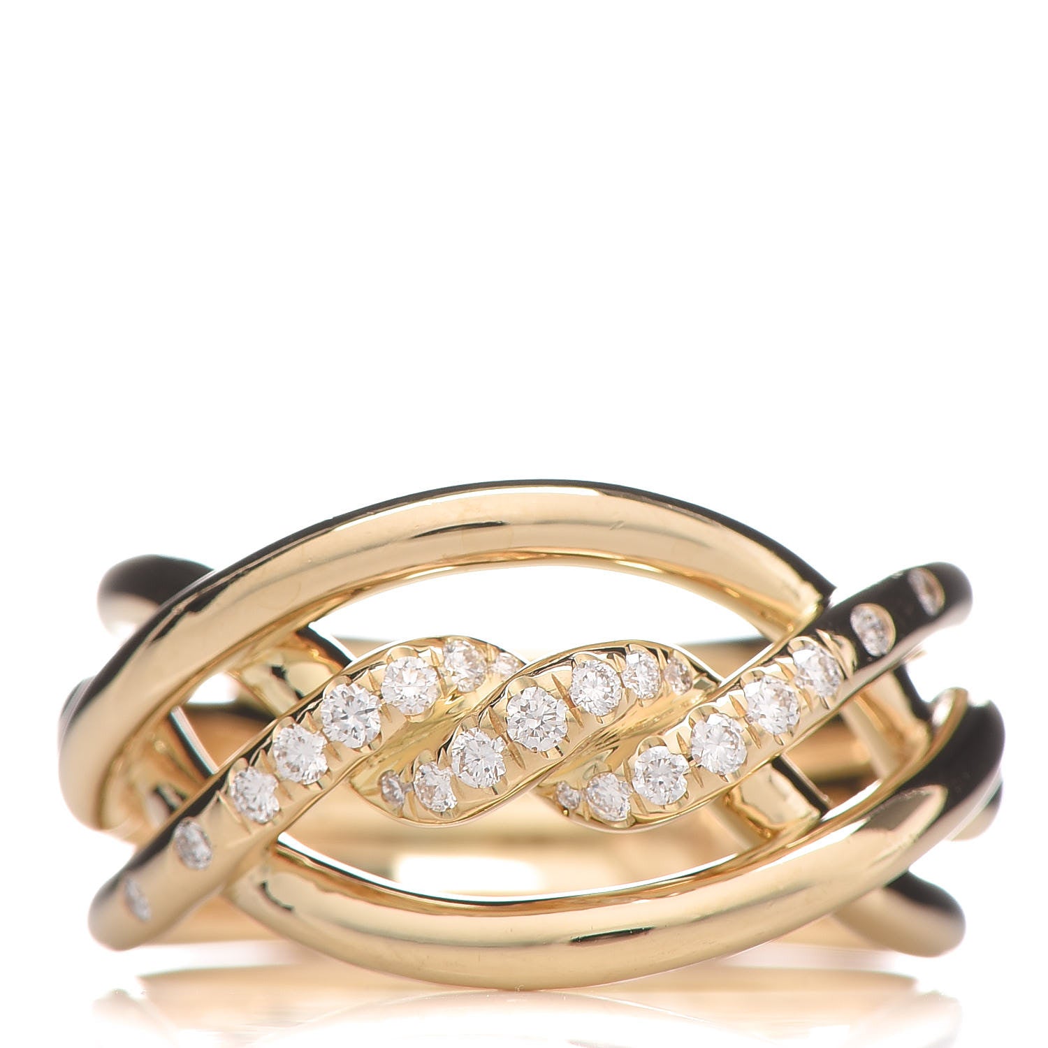 David Yurman 18K Yellow Gold Diamond 11.5mm Continuance Ring 53 6.5 1 of 5