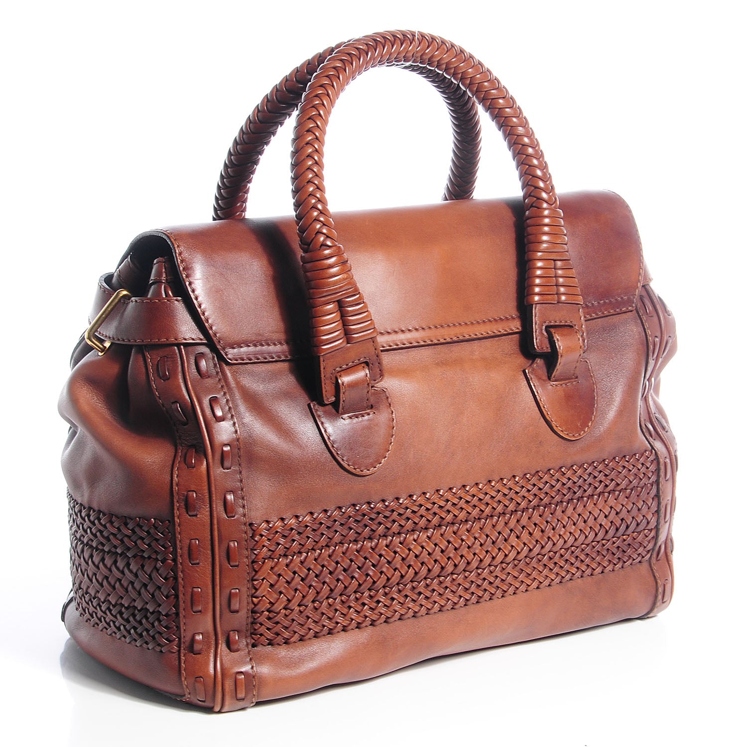 Gucci Leather Handmade Large Top Handle Bag Brown 3 of 8
