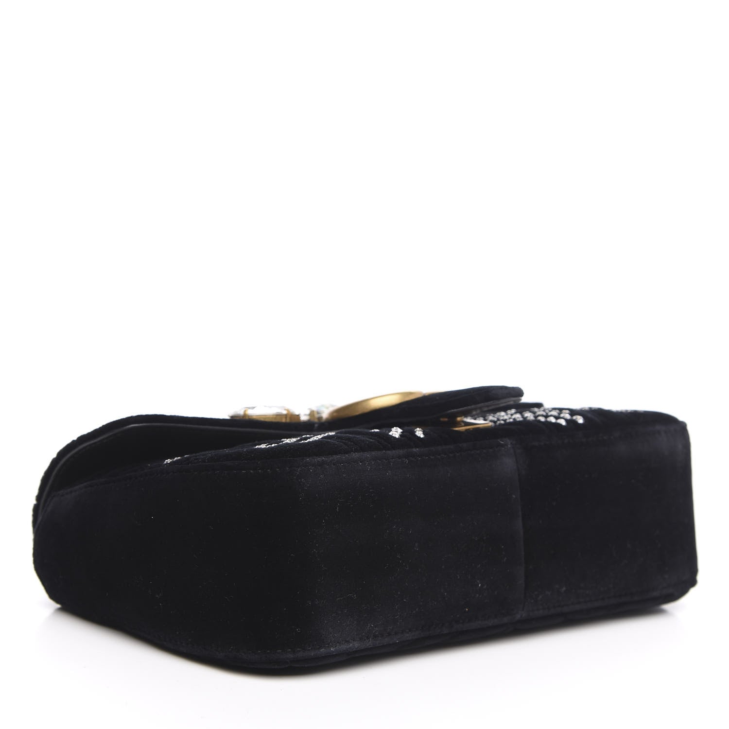 Gucci Velvet Matelasse Marquise Crystals Embroidered Small GG Marmont Shoulder Bag Black 4 of 11