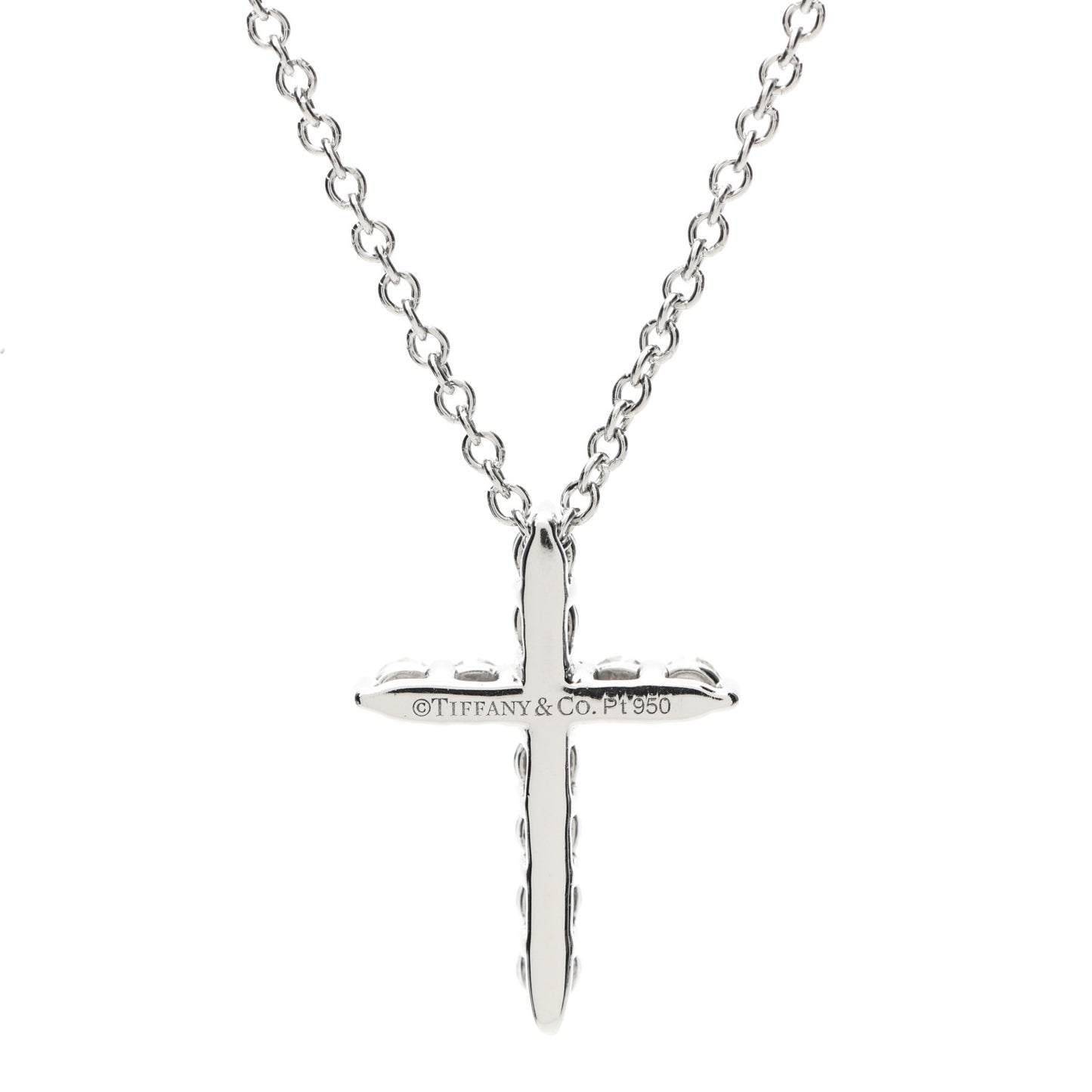 Platinum Diamond Mini Cross Pendant Necklace