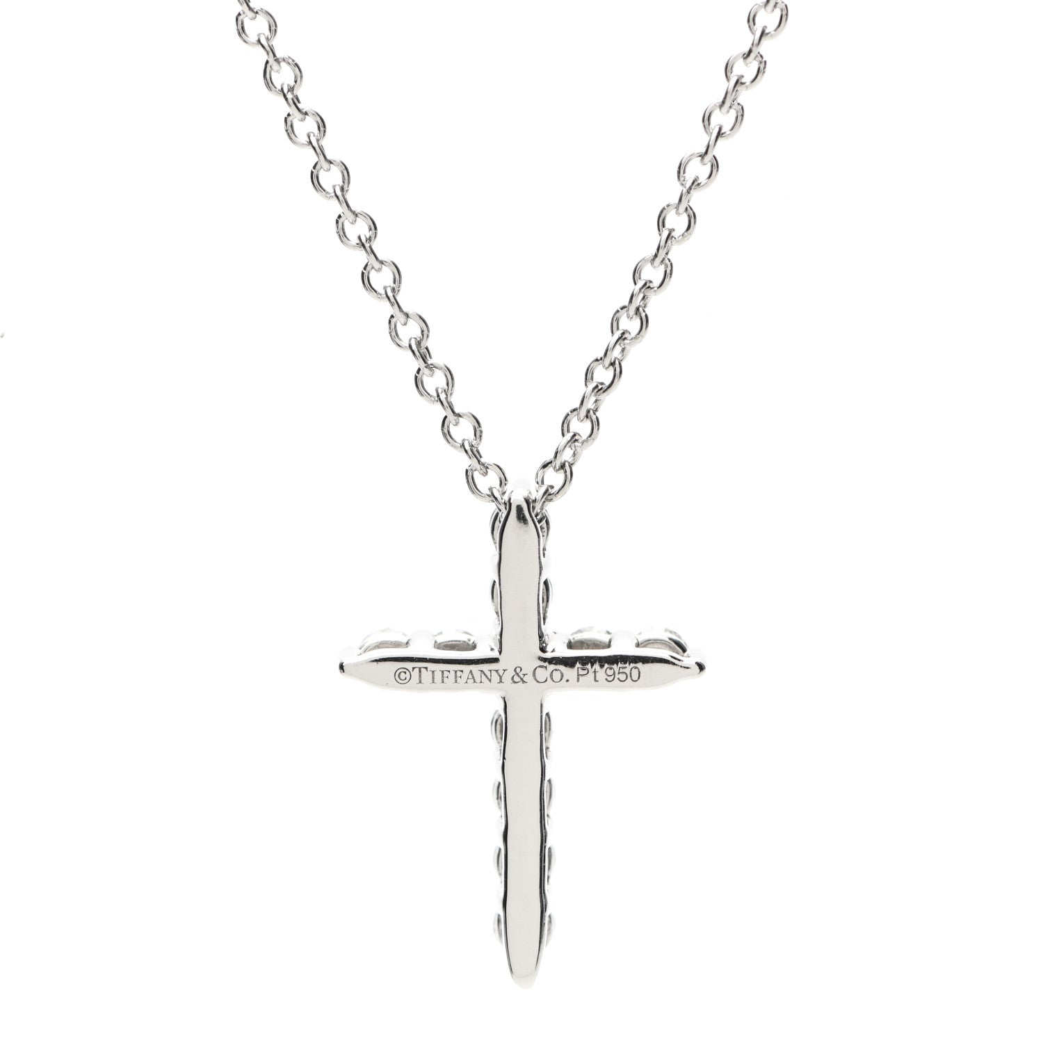 Tiffany Platinum Diamond Mini Cross Pendant Necklace 4 of 5