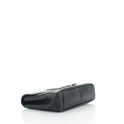 Saint Laurent Calfskin Crocodile Embossed Monogram Large College Satchel Black 4 of 7