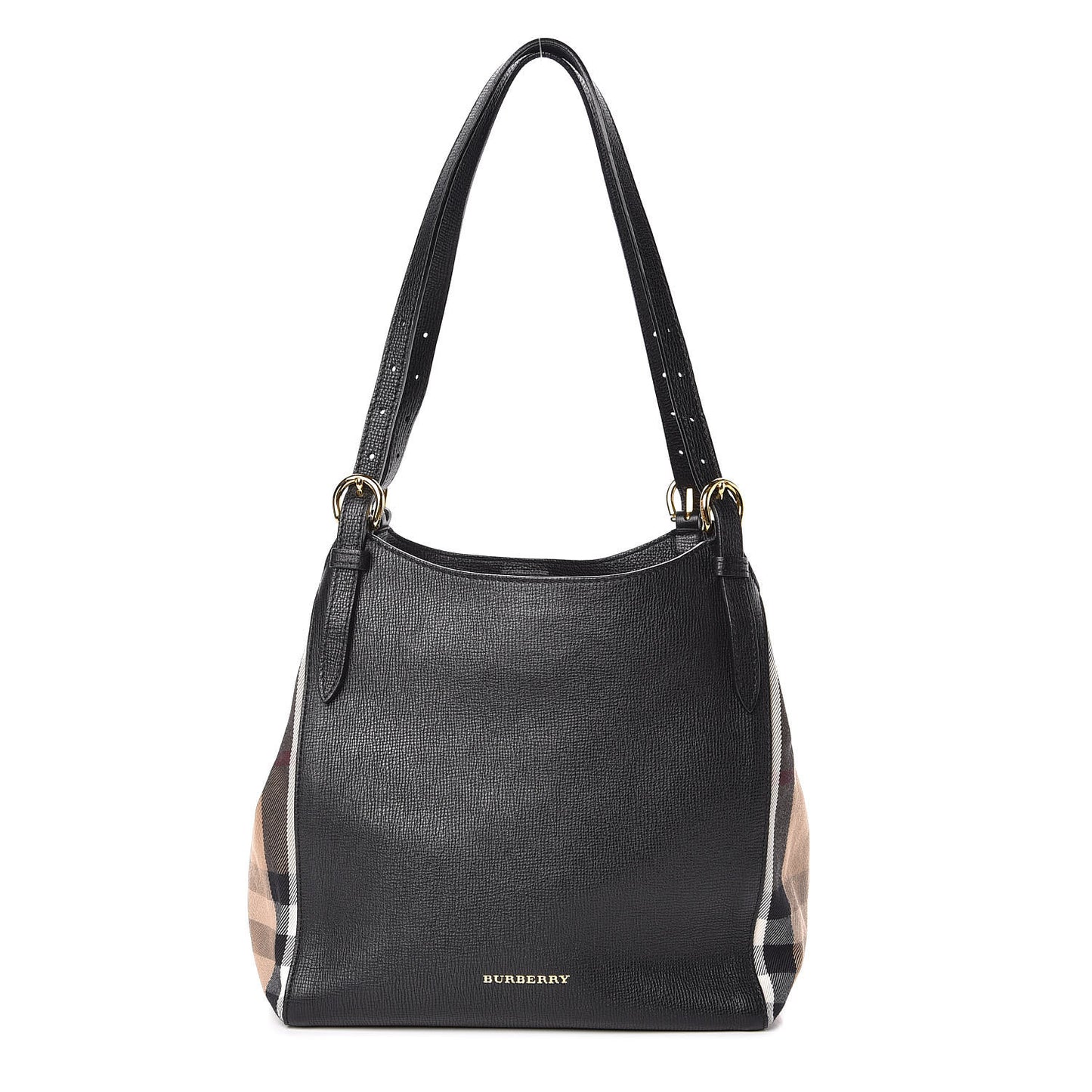 Grainy Calfskin House Check Small Canterbury Black