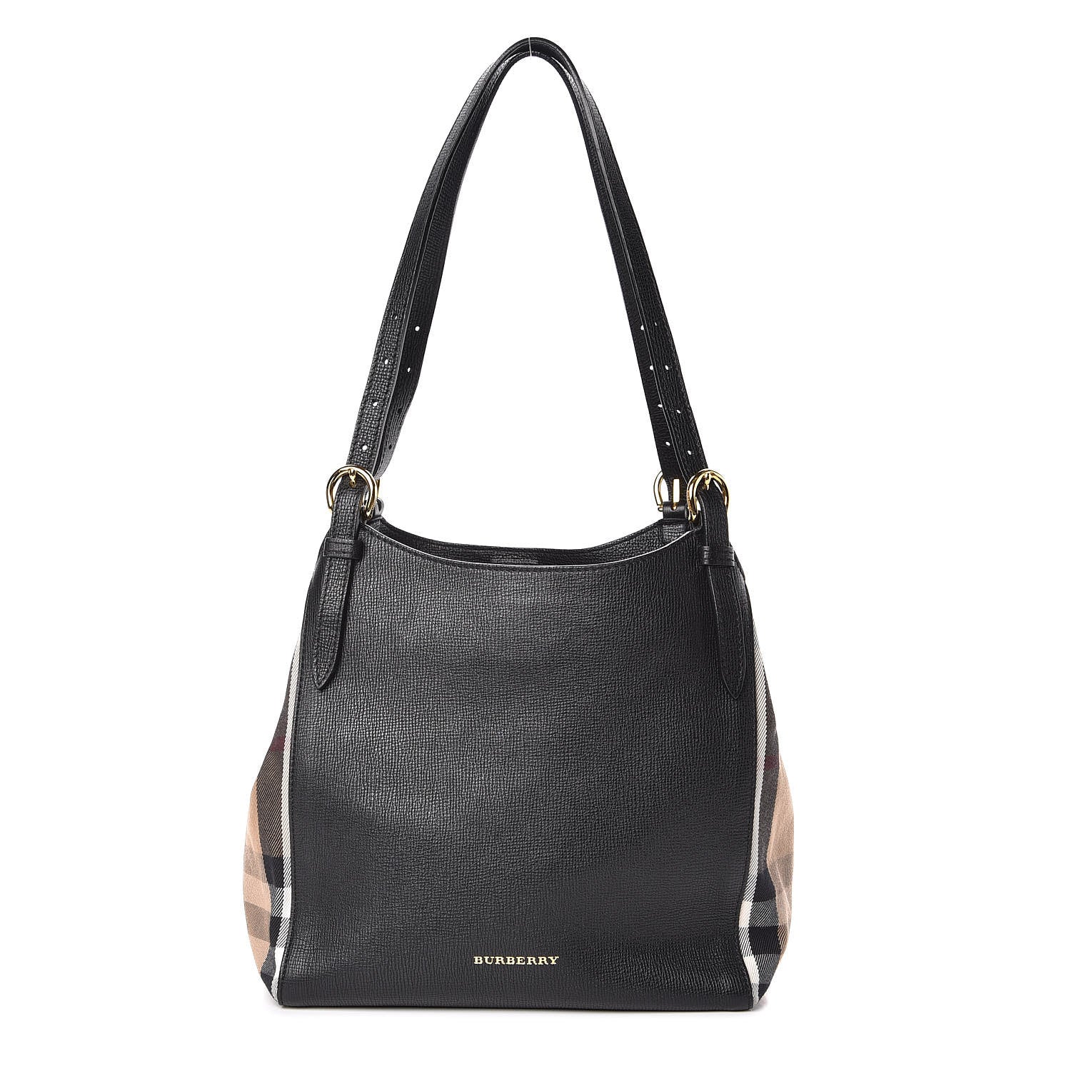 Burberry Grainy Calfskin House Check Small Canterbury Black 1 of 11