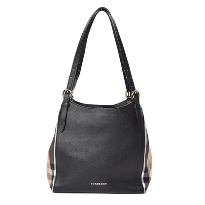Burberry Grainy Calfskin House Check Small Canterbury Black 1 of 11