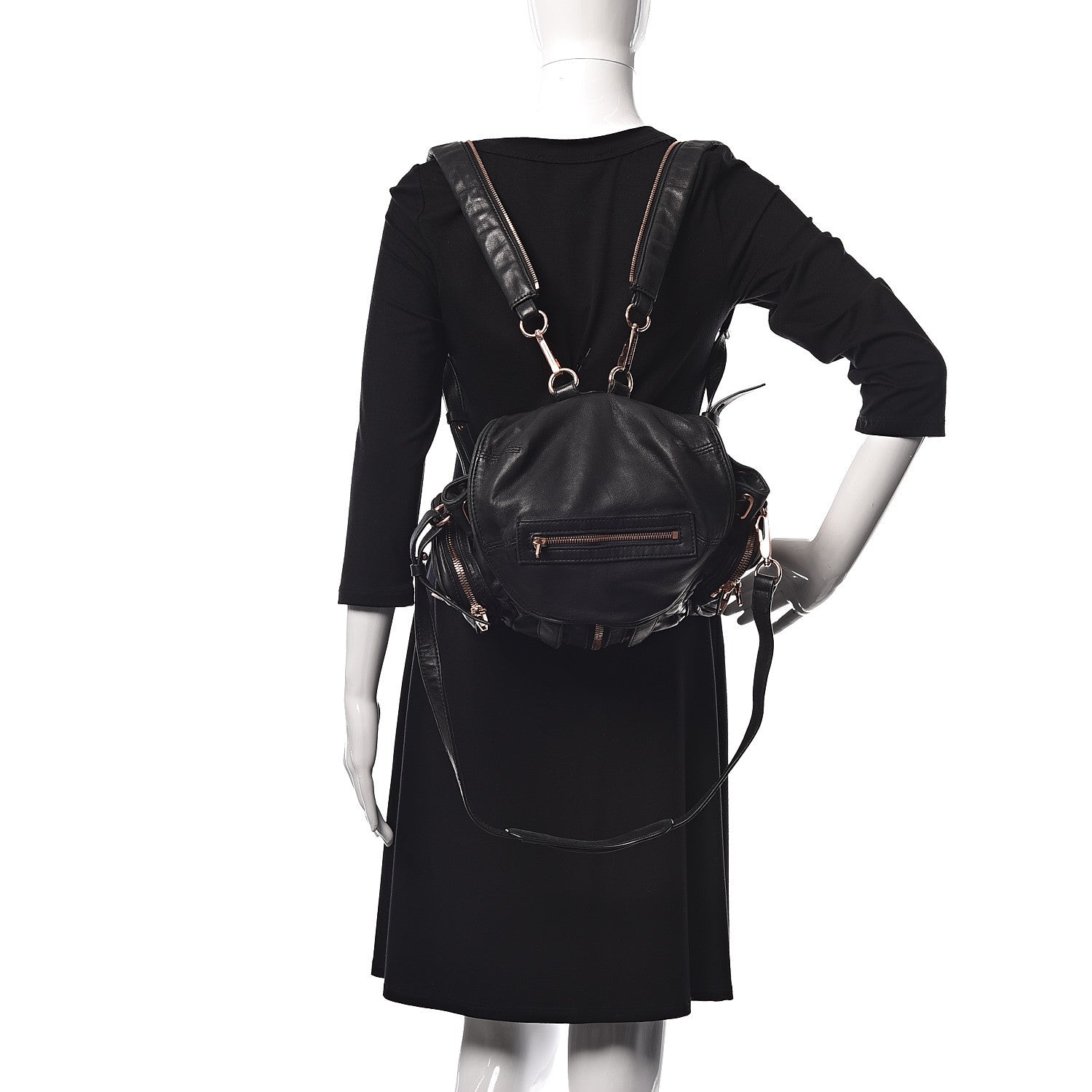 Alexander Wang Lambskin Mini Marti Backpack Washed Black Rose Gold Hardware 3 of 19