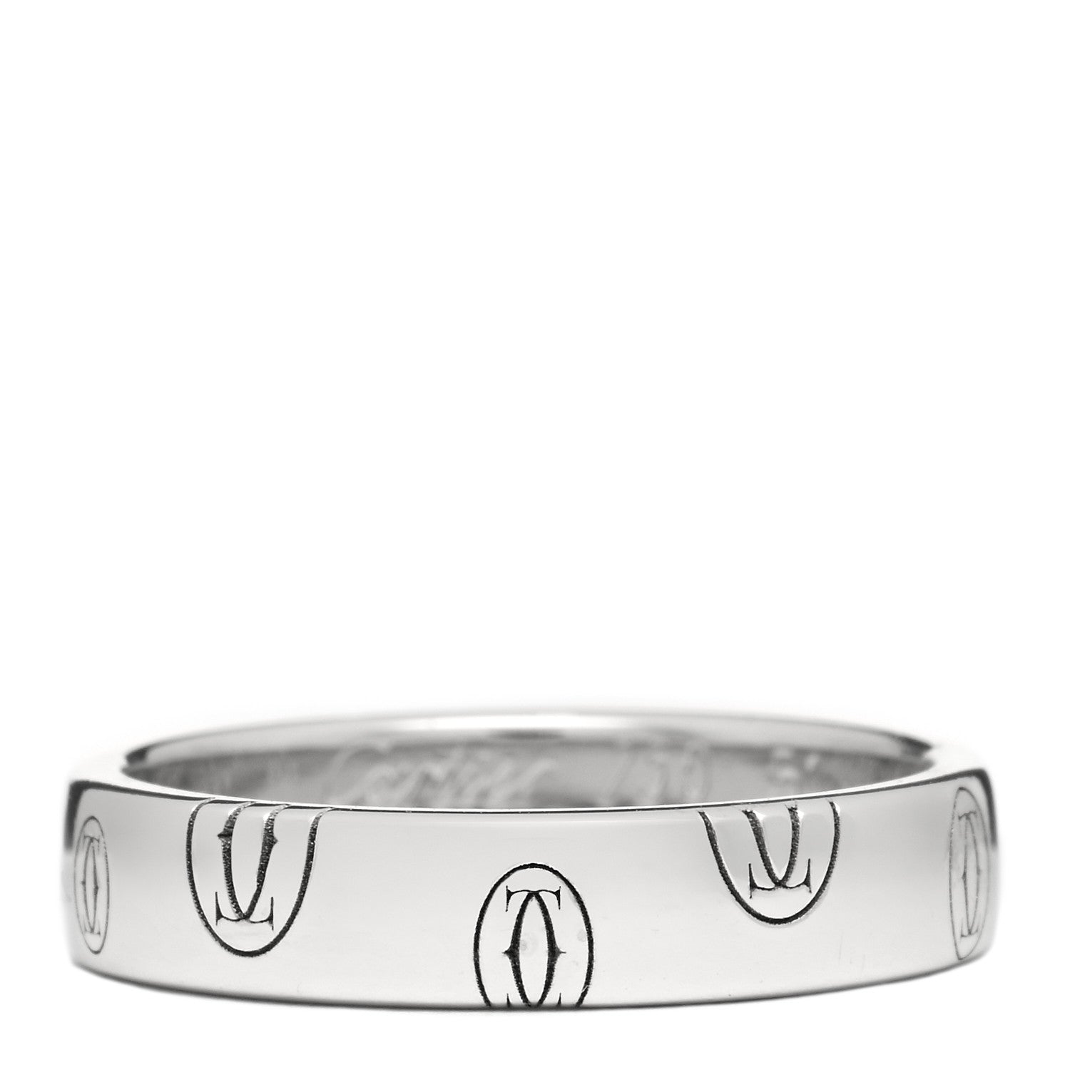 Cartier 18K White Gold 4mm Happy Birthday Band Ring 51 5.75 1 of 3