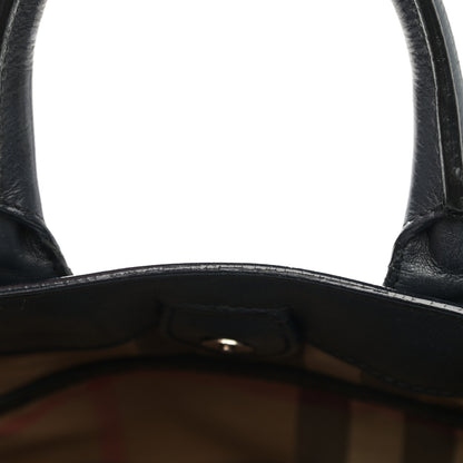 Burberry Calfskin House Check Small Banner Tote Black 15 of 20