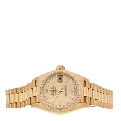 Rolex 18K Yellow Gold 26mm Oyster Perpetual Datejust President Watch Champagne 69178 2 of 5