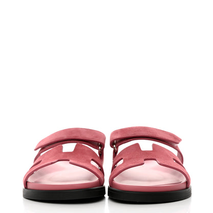 Hermes Suede Goatskin Womens Chypre Sandals 38 Rose Aphrodite 2 of 9