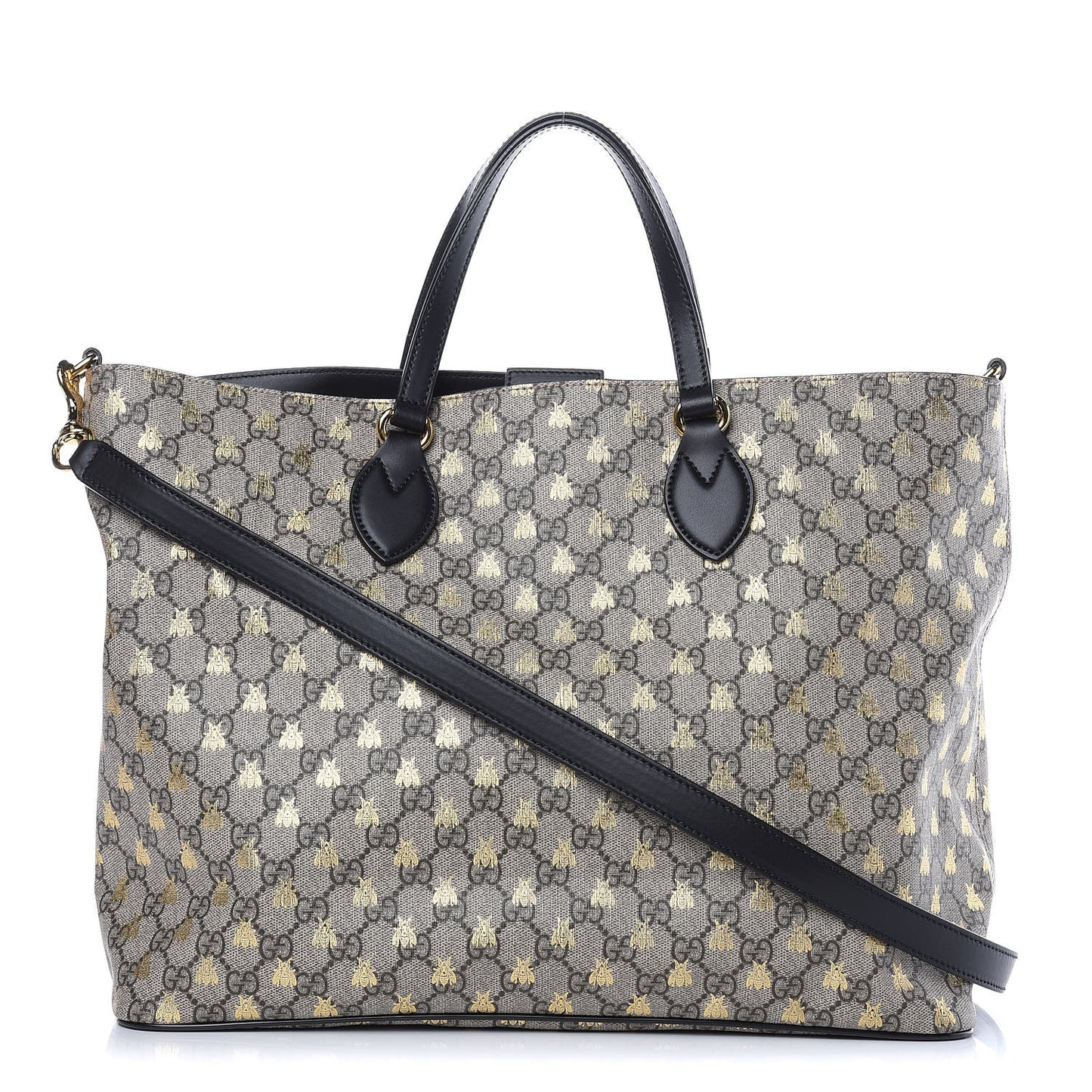 Soft GG Supreme Monogram Bees Medium Crossbody Tote Beige Oro Black