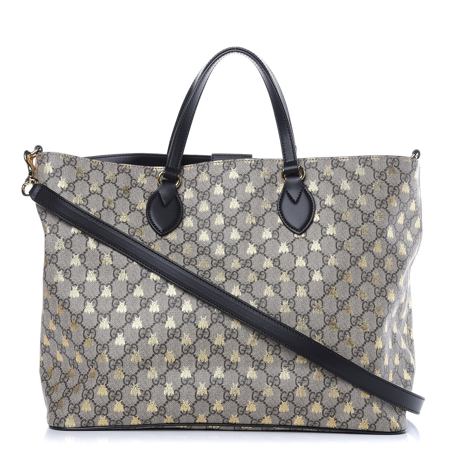 Gucci Soft GG Supreme Monogram Bees Medium Crossbody Tote Beige Oro Black 1 of 11