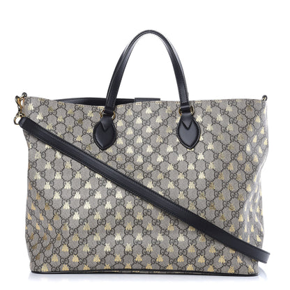 Gucci Soft GG Supreme Monogram Bees Medium Crossbody Tote Beige Oro Black 1 of 11